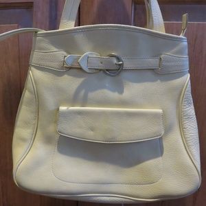 Simplera pale yellow leather shoulder bag, euc